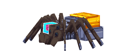 A monstrous mechanical spider cyborg.